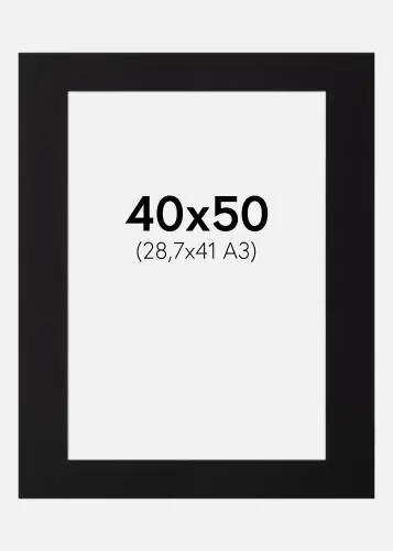 Paspartu Negru Standard Margine albă 40x50 cm (28,7x41 - A3) Ultima șansă