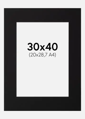 Preț redus Paspartu Negru Standard Margine albă 30x40 cm (20x28,7 - A4)