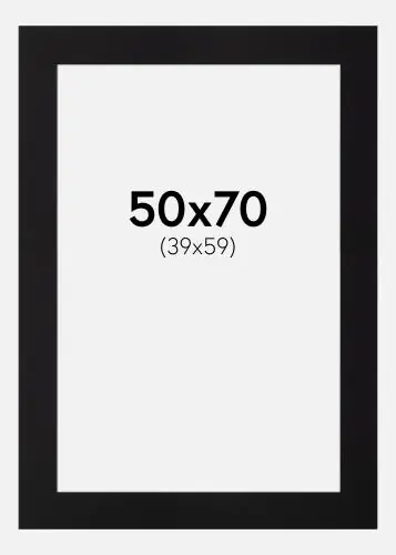 Paspartu Negru Standard Margine albă 50x70 cm (39x59) Expediere rapidă