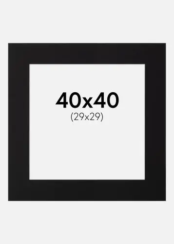 Paspartu Negru Standard Margine albă 40x40 cm (29x29) Expediere rapidă
