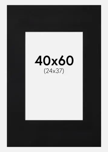 Popular Paspartu Negru Standard Margine albă 40x60 cm (24x37)
