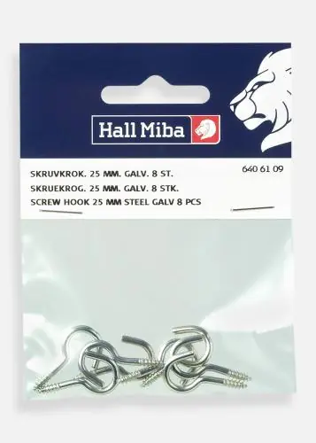 Șurub tip cârlig 25 mm Oțel galvanizat 8 buc. Discount