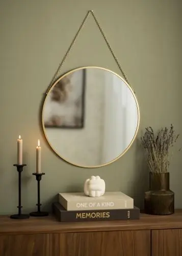 Rotund Oglindă Modern Auriu 50 cm Ø Ieftin