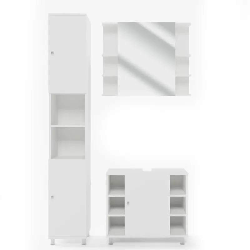 Set mobilier baie Fynn Alb 3 părți, cu dulap înalt Vicco Livrare expres