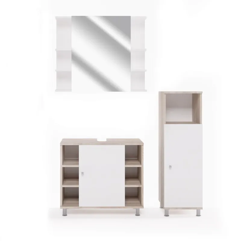 Bestseller Set mobilier baie Fynn Sonoma 3 piese, cu dulap midi Vicco