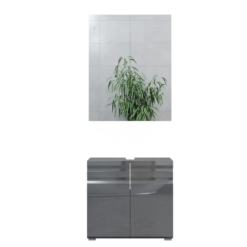 Set mobilier baie Fredd Antracit lucios ridicat 2 părți Vicco Preț promoțional