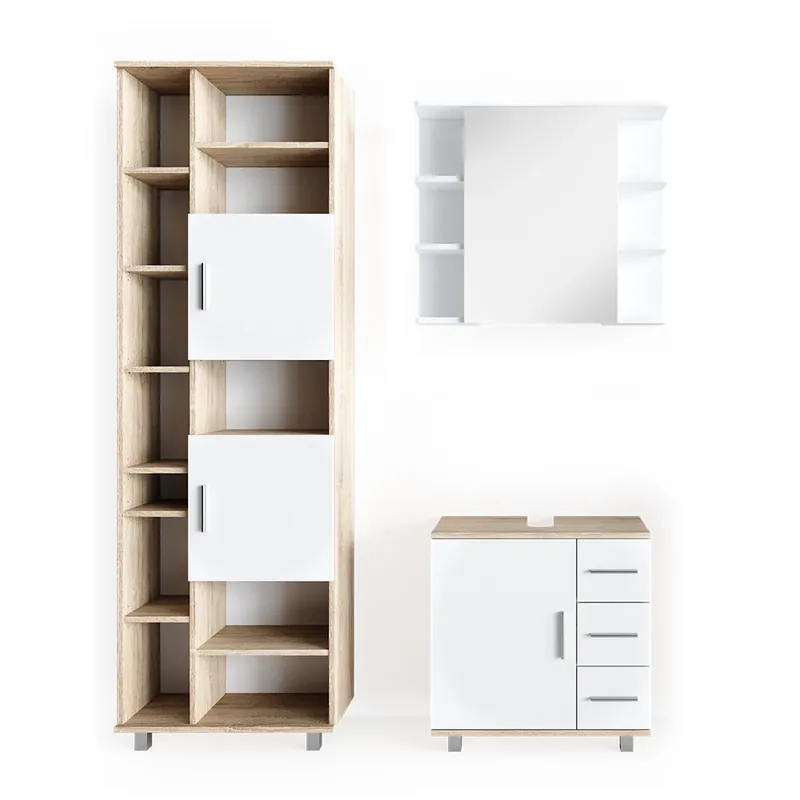 Retur gratuit Set mobilier baie Ilias Sonoma 3 părți, cu dulap înalt Vicco