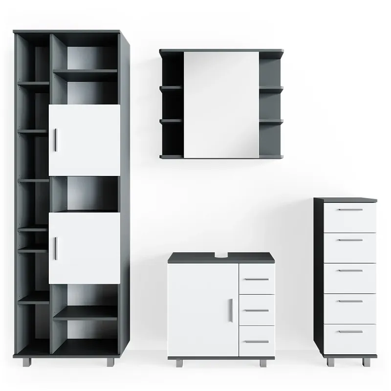 Preț promoțional Set mobilier baie Ilias antracit 4 părți Vicco