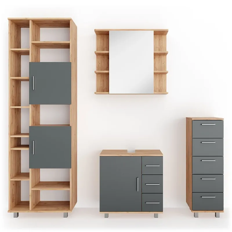 Set mobilier baie Ilias stejar 4 părți Vicco Reducere de preț