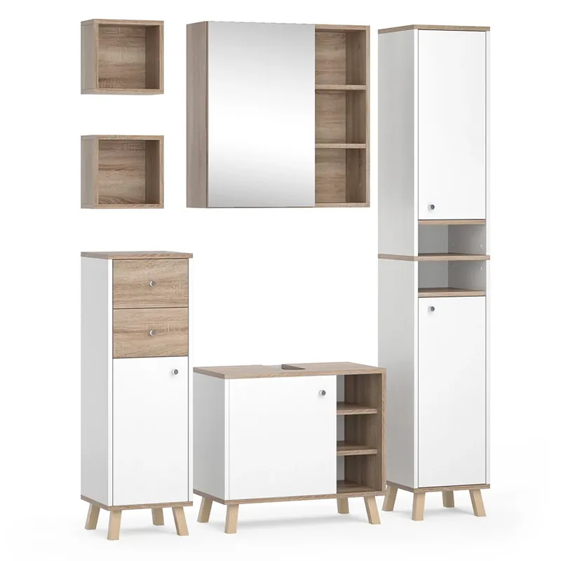 Set mobilier baie Senyo Alb 5 părți Vicco Comandă acum