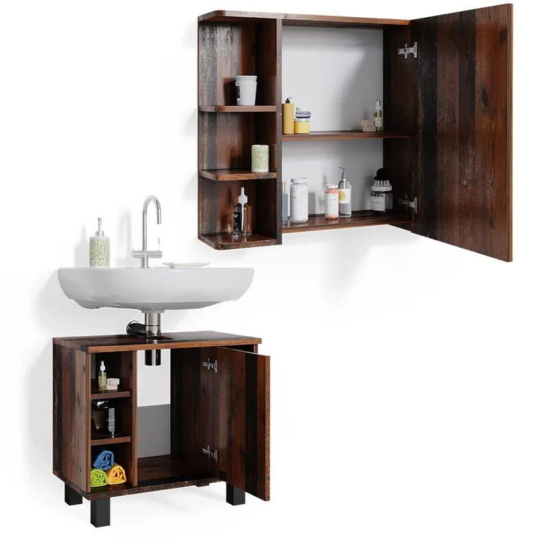 Cel mai bun preț Set mobilier baie Fynn Stejar rustic 2 părți Vicco