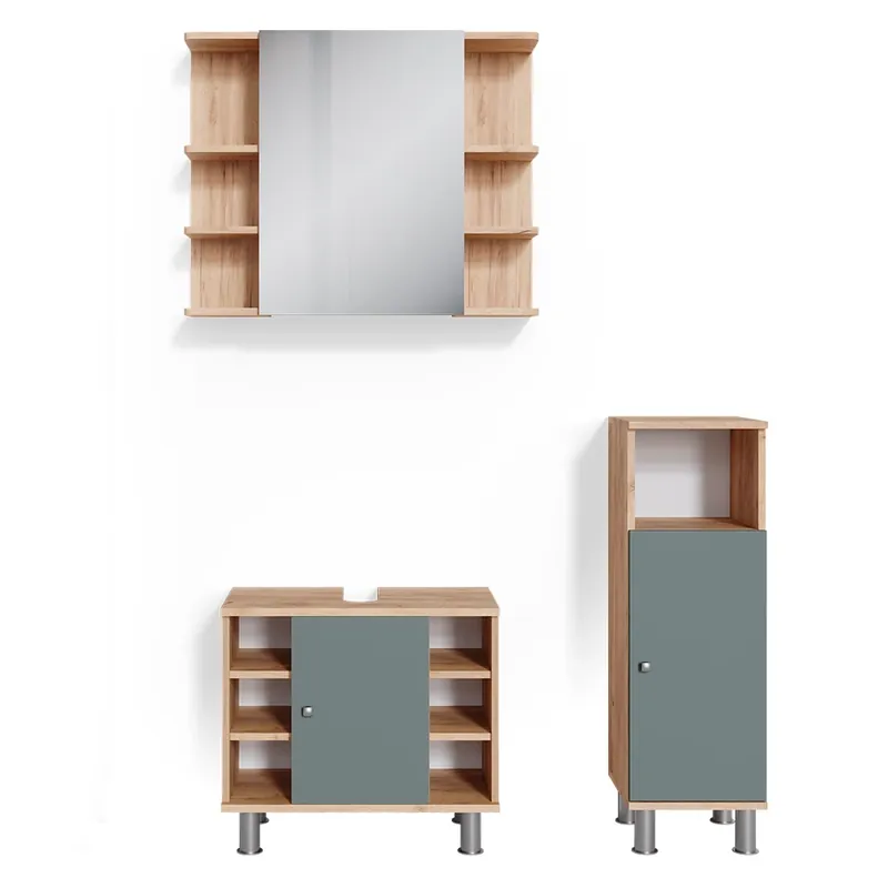 Set mobilier baie Fynn Verde 3 piese, cu dulap midi Vicco Ofertă specială
