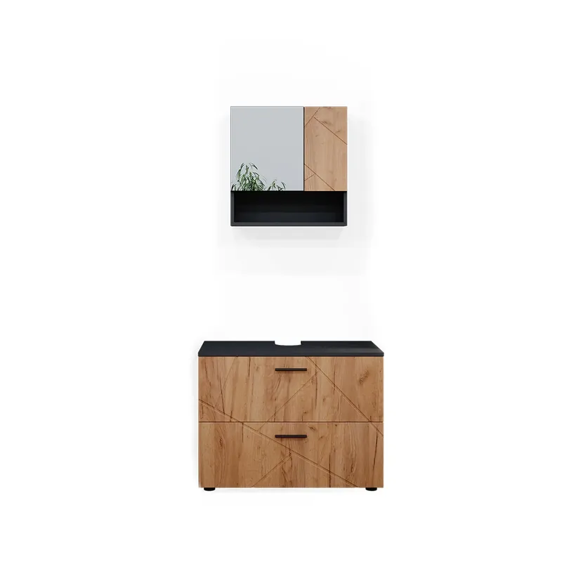 Set mobilier baie Irma Stejar Goldkraft/antracit 2 părți Vicco Bestseller