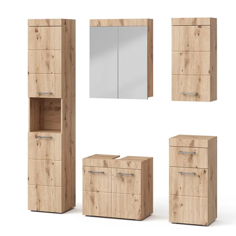 Lichidare de stoc Set mobilier baie Luna Stejar Wotan 5 părți Vicco