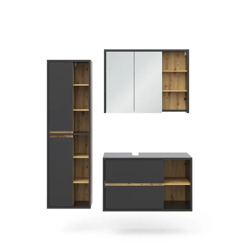 Calitate înaltă Set mobilier baie Viola antracit 3 părți Vicco