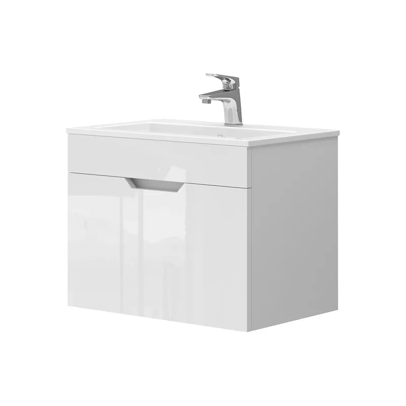 Plată securizată Set mobilier baie Stefanie Alb 2 piese, dulap de bază 60 cm Vicco