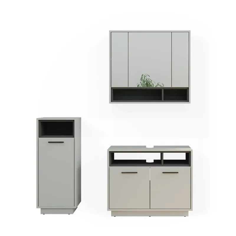 Set mobilier baie Beatrice Gri 3 părți Vicco Ultima șansă