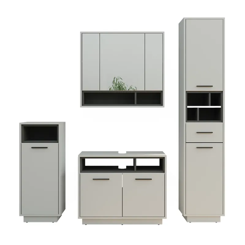 Set mobilier baie Beatrice Gri 4 părți Vicco Reducere specială