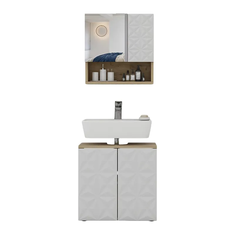 Set mobilier baie Edge Alb 2 părți Vicco Cumpără online
