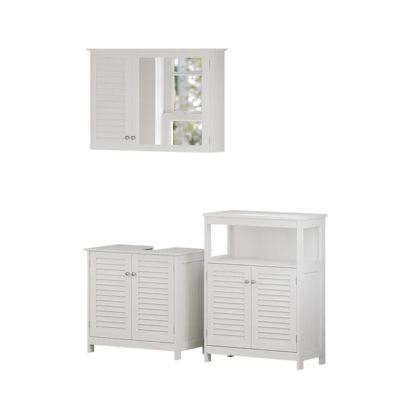 Cel mai vândut Set mobilier baie Riad Alb 3 părți, opțiunea 6 Vicco