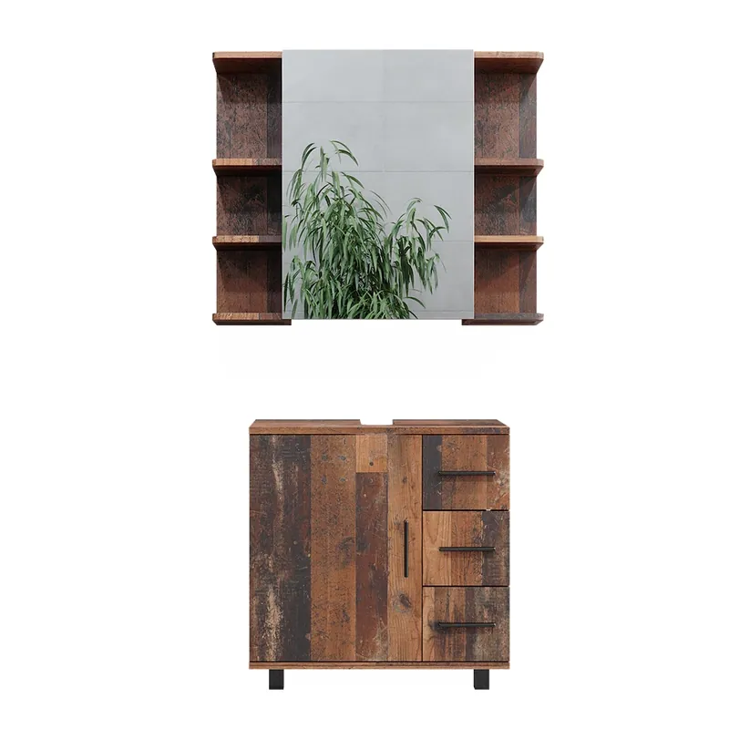 Comandă acum Set mobilier baie Ilias Stejar rustic 2 părți Vicco