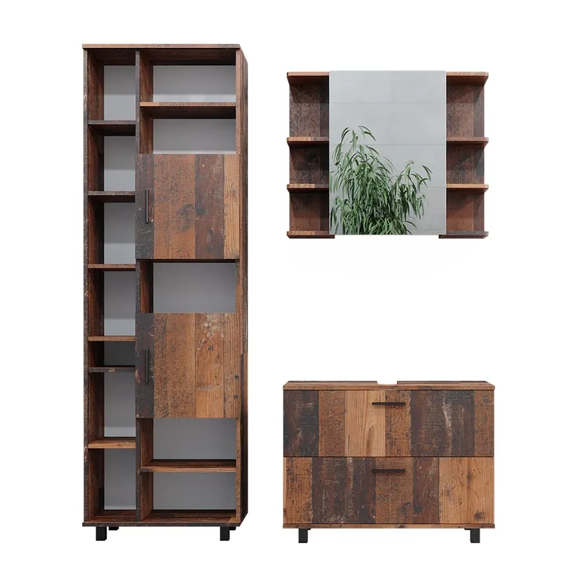 Set mobilier baie Ilias Stejar rustic 3 părți, cu dulap înalt Vicco Vezi acum