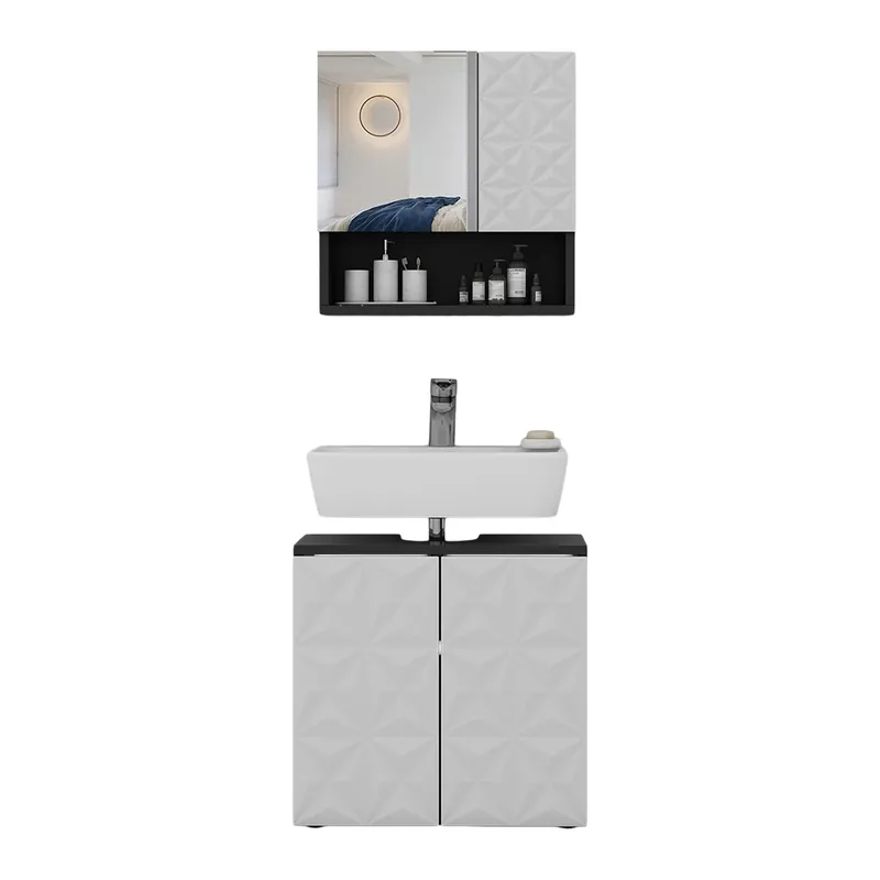 Set mobilier baie Edge Negru 2 părți Vicco Ultima șansă