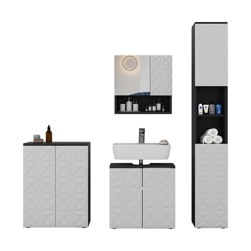 Cel mai bun preț Set mobilier baie Edge Negru 4 părți Vicco