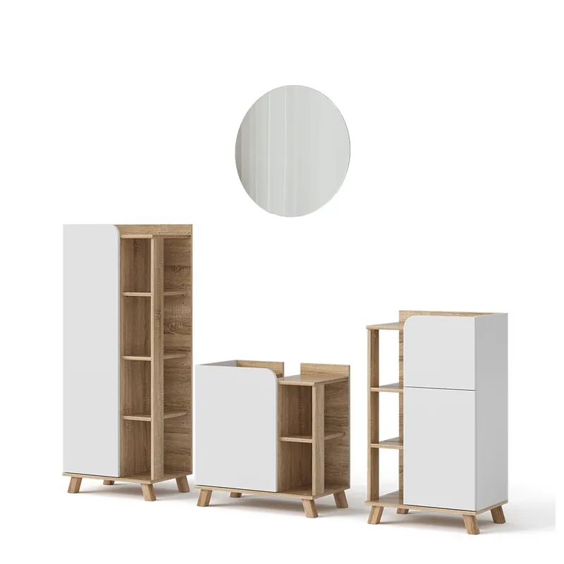 Plată securizată Set mobilier baie Karen Sonoma/Alb 4 părți Vicco