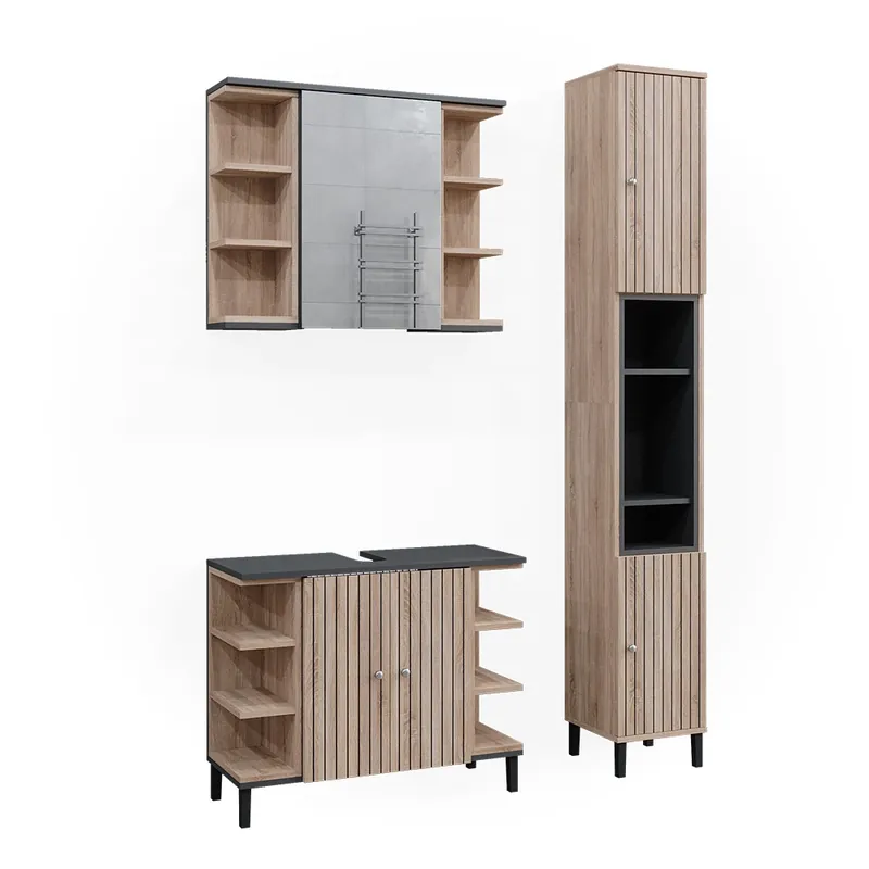 Set mobilier baie Aquis Sonoma 3 părți, cu dulap înalt Vicco Retur gratuit