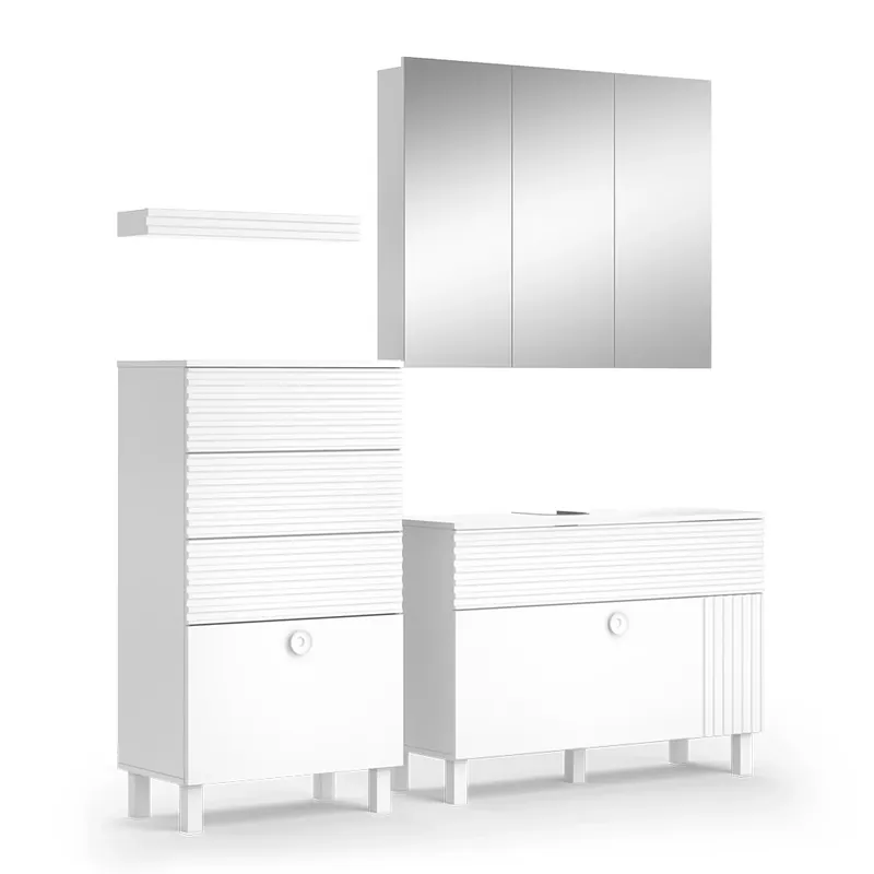 Set mobilier baie Sola Alb 3 piese, cu dulap midi Vicco Livrare rapidă