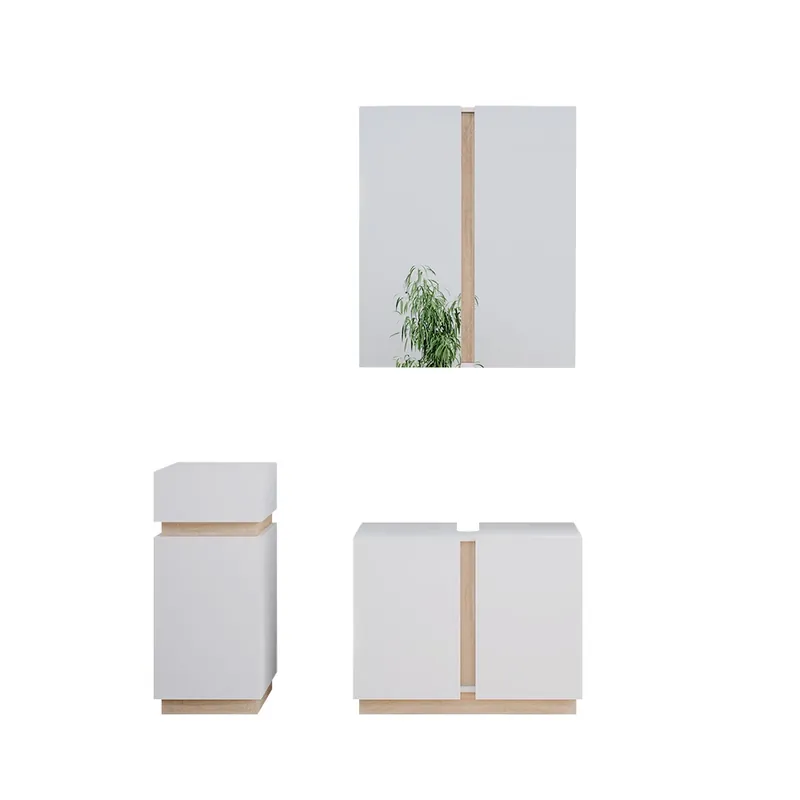 Set mobilier baie Gloria Alb 3 piese, cu dulap midi Vicco Ofertă limitată