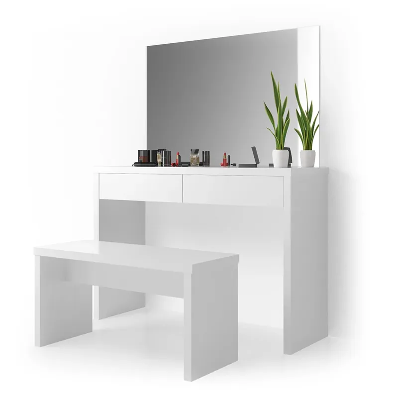 Reducere de preț Masă de toaletă Azur Alb 120 cm cu bancă Vicco