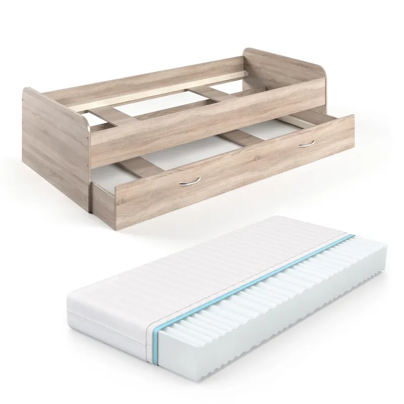 Patul pentru copii Enzo Sonoma 90x200 cm cu saltea Vitalispa Disponibil imediat
