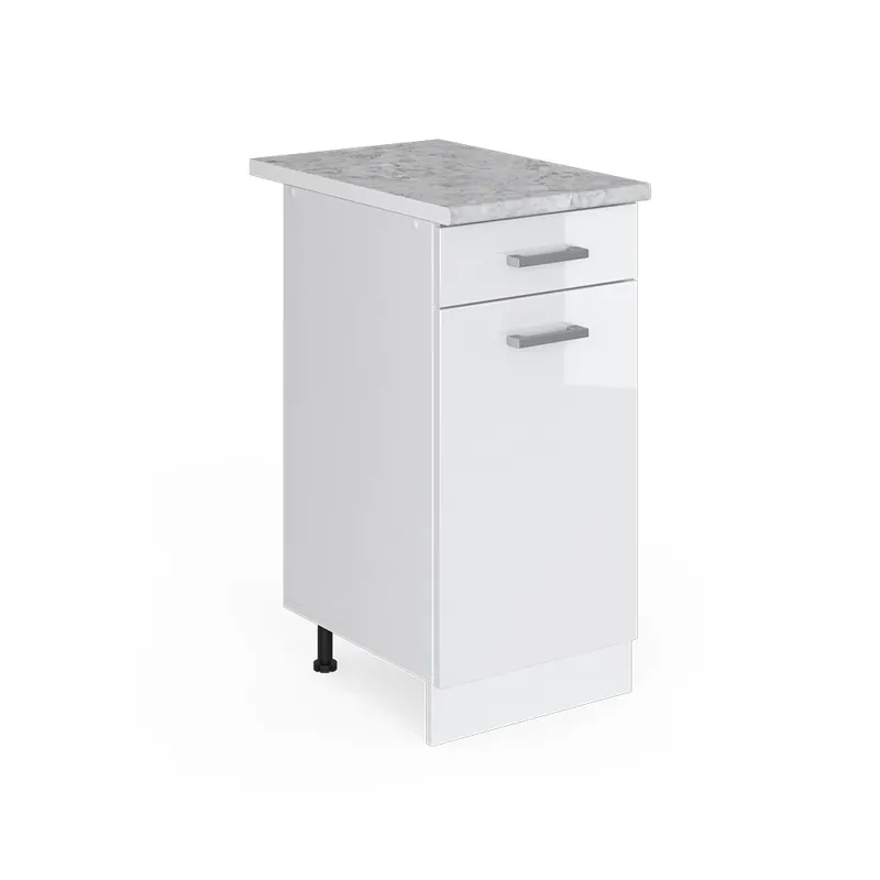 Reducere de preț Dulap de bază de bucătărie R-Line Alb lucios ridicat 40 cm , AP Marmură Vicco