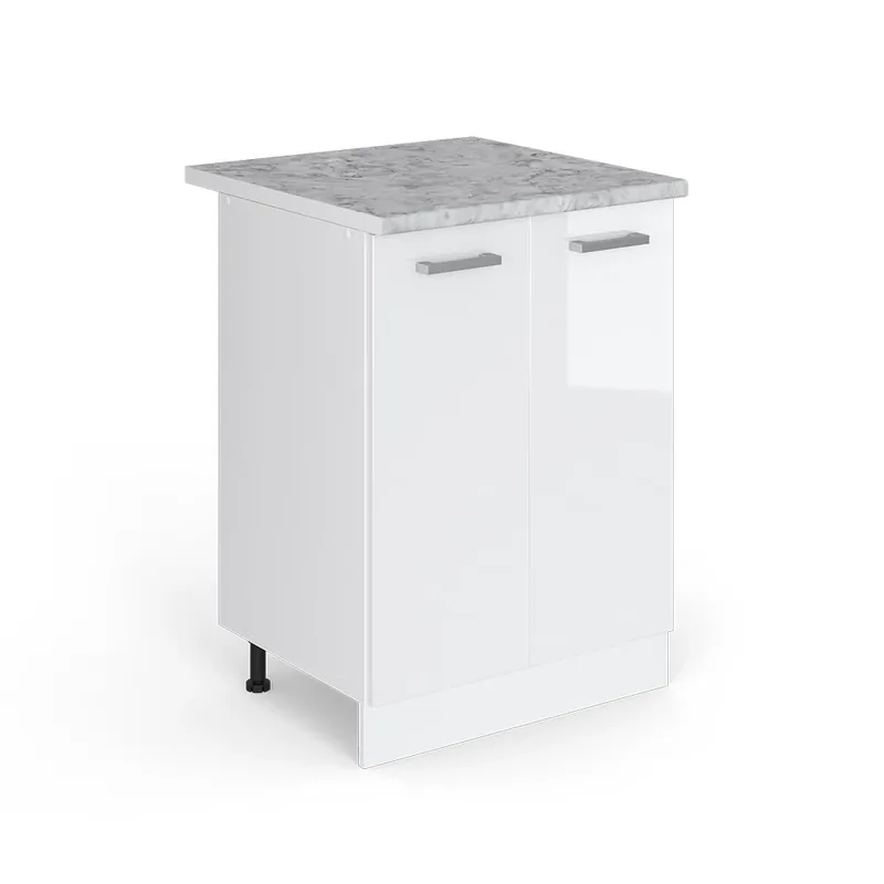 Dulap de bază de bucătărie R-Line Alb lucios ridicat 60 cm , AP Marmură Vicco Preț redus