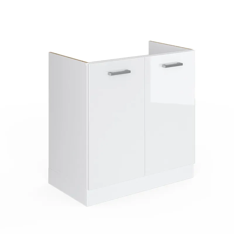 Reducere specială Dulap de bază pentru chiuvetă R-Line Alb lucios ridicat 80 cm fara blat Vicco