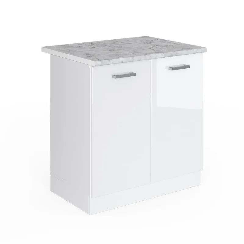 Reducere specială Dulap de bază pentru chiuvetă R-Line Alb lucios ridicat 80 cm , AP Marmură Vicco