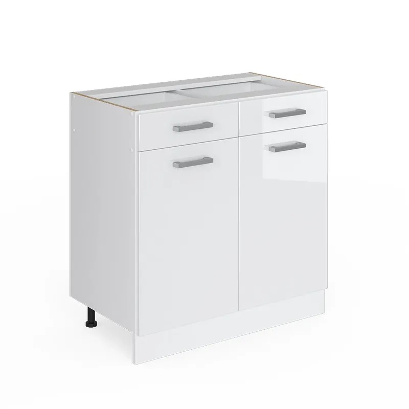 Noutate Dulap de bază de bucătărie R-Line Alb lucios ridicat 80 cm fara blat Vicco