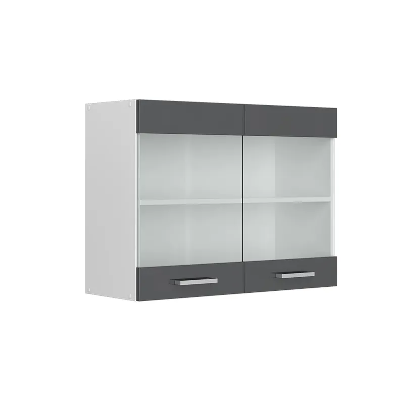 Cumpără acum Dulap din sticlă de bucătărie R-Line Antracit lucios ridicat 80 cm Vicco
