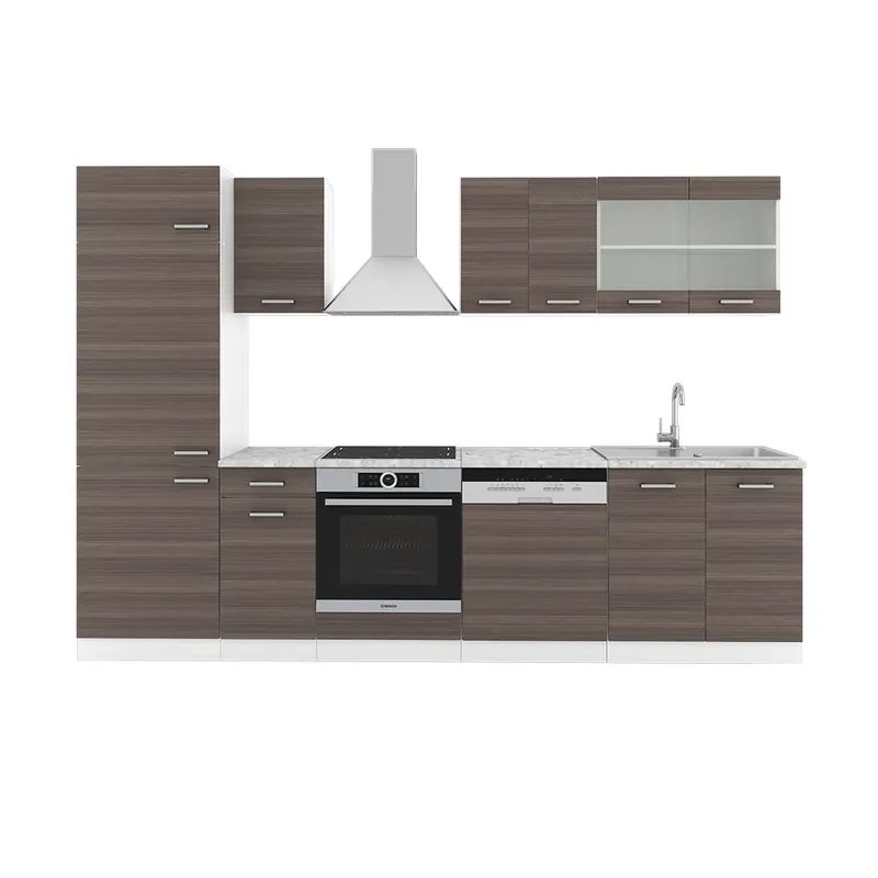 Discount Kitchenette R-Line Gri/alb nobil 300 cm fara blat Vicco