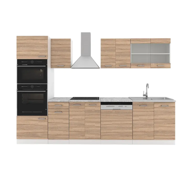 Kitchenette R-Line Sonoma 300 cm cu dulap înalt, fără blat Vicco Comandă acum
