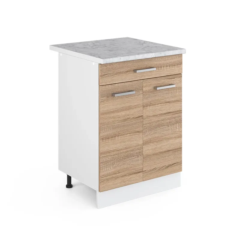 Dulap de bază de bucătărie R-Line Sonoma 60 cm cu sertar, marmura AP Vicco Plată sigură