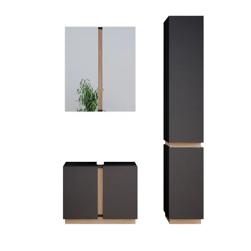 Set mobilier baie Gloria antracit 3 părți, cu dulap înalt Vicco Ofertă exclusivă