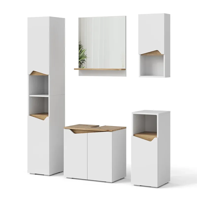 Set mobilier baie Marelle Alb 5 părți Vicco Ofertă