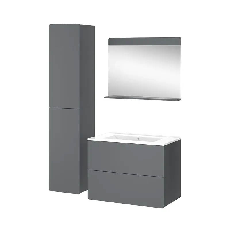 Reducere extra Set mobilier baie Izan Gri 4 părți cu dulap înalt Vicco