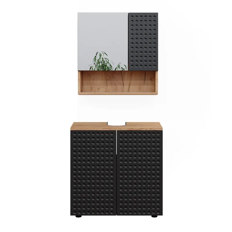 Cumpără acum Set mobilier baie Irma Antracit punctat 2 piese, dulap de bază 60 cm Vicco
