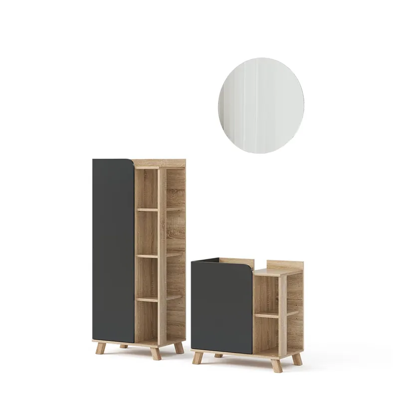 Set mobilier baie Karen Sonoma/antracite 3 părți Vicco Ofertă exclusivă
