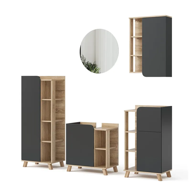 Ultima șansă Set mobilier baie Karen Sonoma/antracite 5 părți Vicco