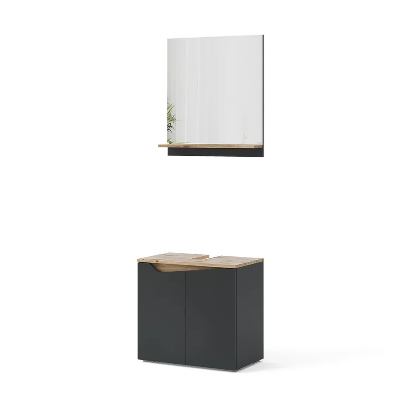 Ofertă Set mobilier baie Marelle antracit 2 părți Vicco